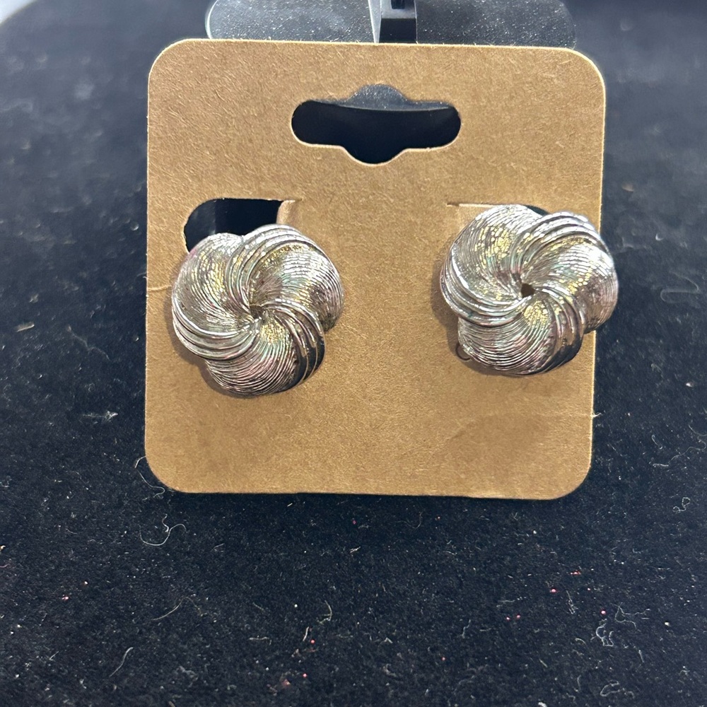 Vintage Monet Silver Knot clip Earrings